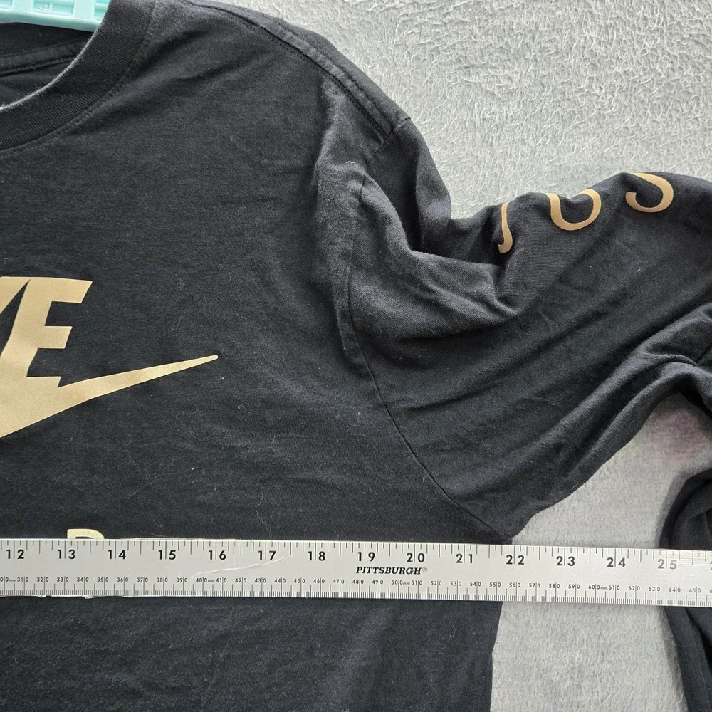 Nike‎ Men Shirt L Black Air Swoosh Logo Graphic Print Long Sleeve Crew Neck Tee